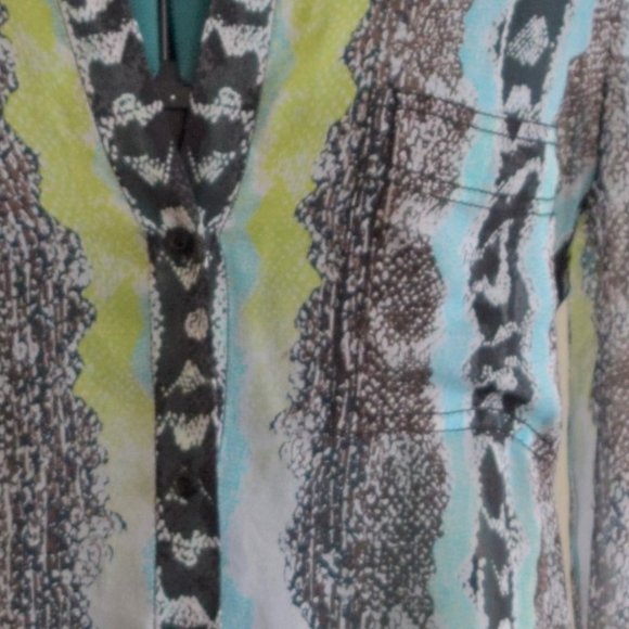DVF Kenley Oasis Snake Silk Blouse Blue Green - Picture 6 of 7